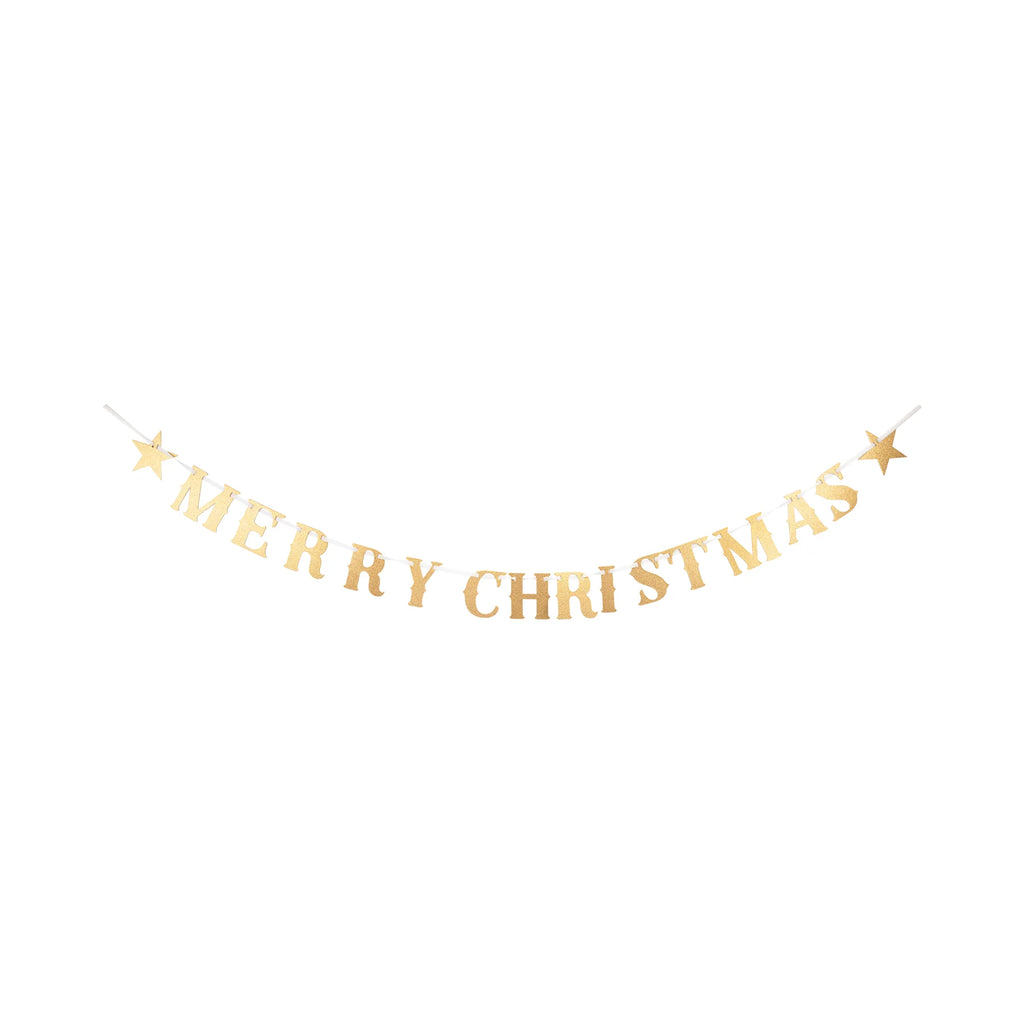 Gold Merry Christmas Banner