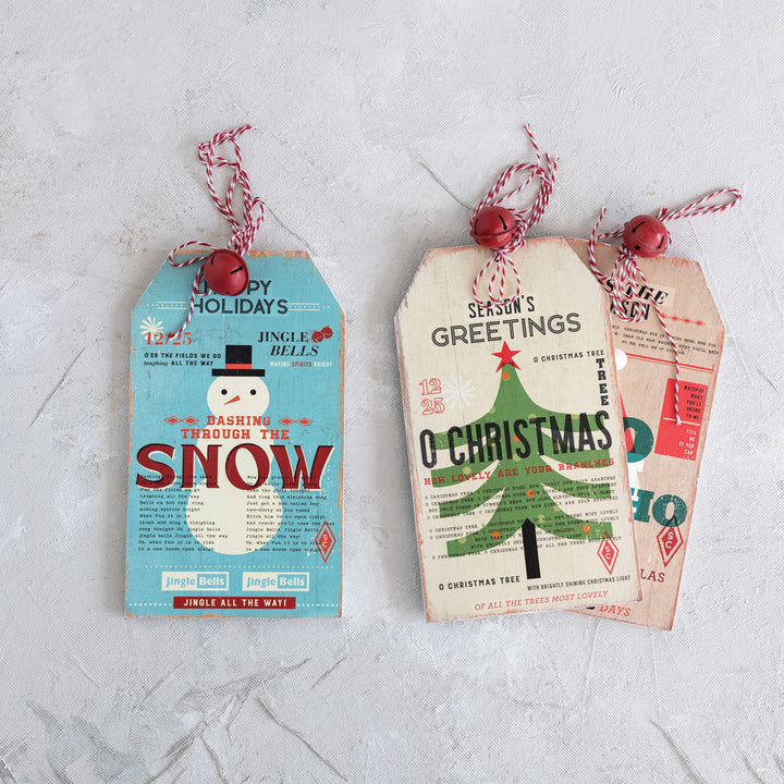 Large Wood Christmas Tag Decor