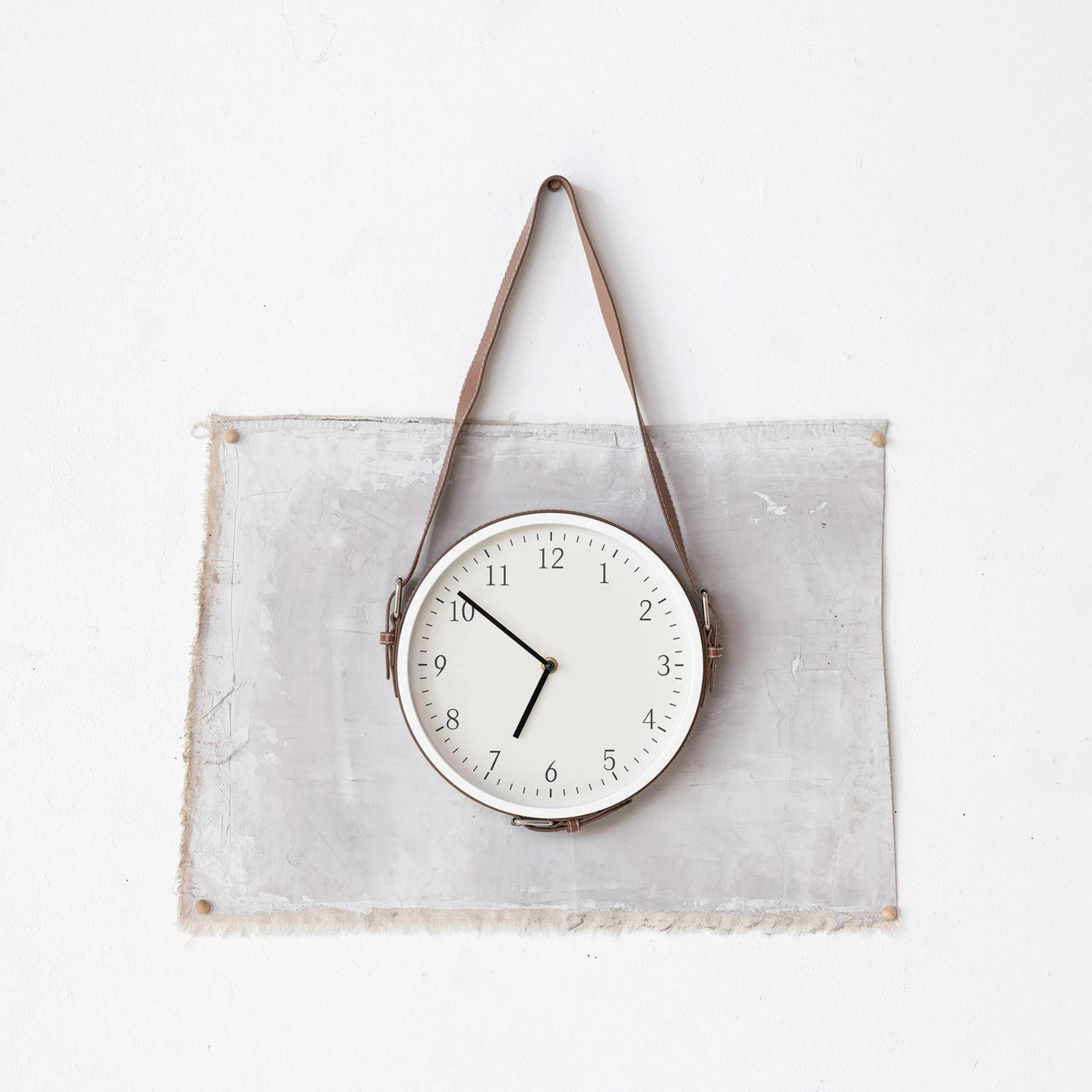 Hanging Clock with Leather Strap