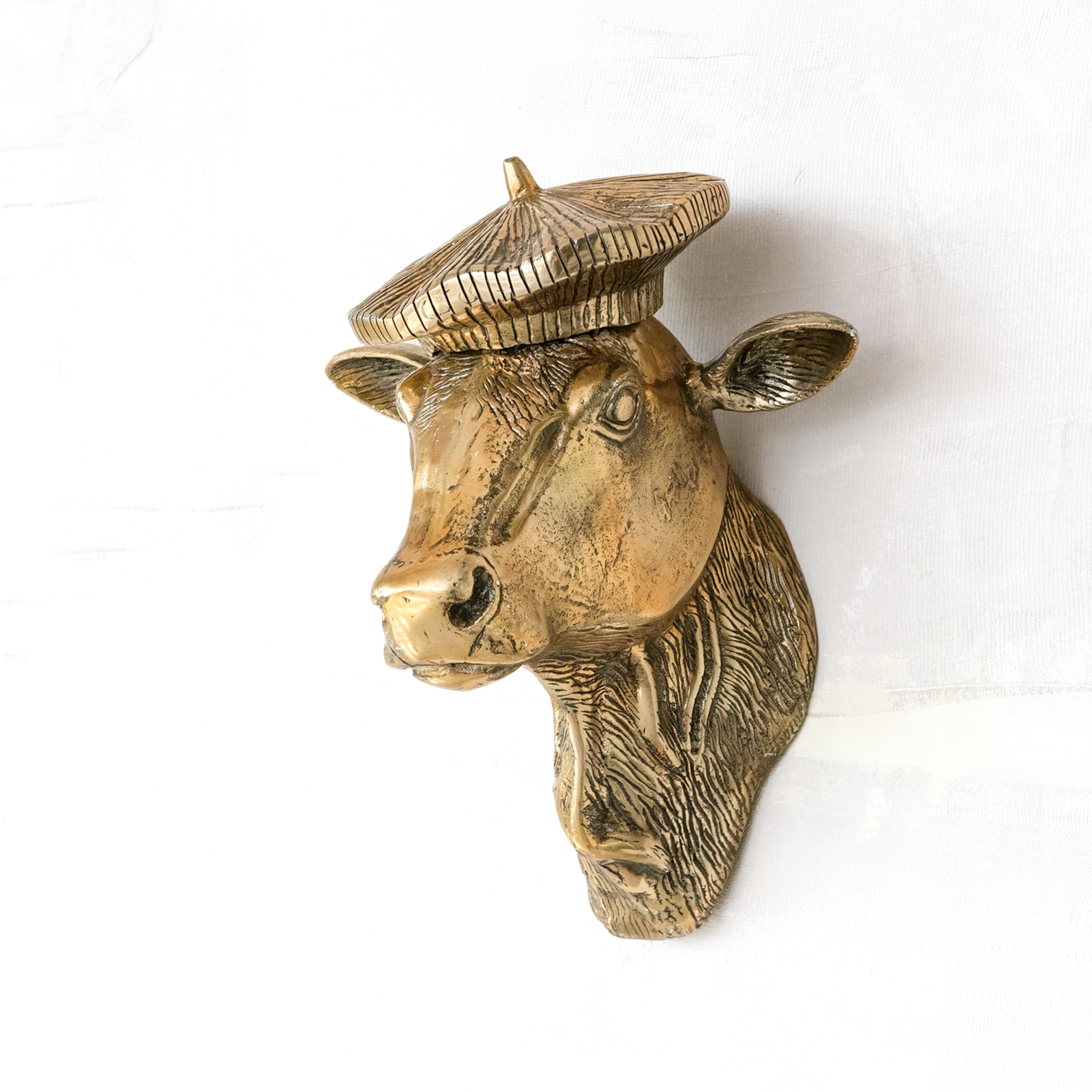 Bella the Cow Wall Mount (Antique Champagne Finish)