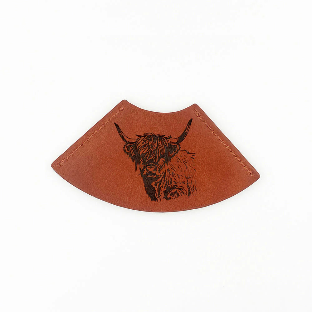 Leather Corner Bookmark - Highland Cow