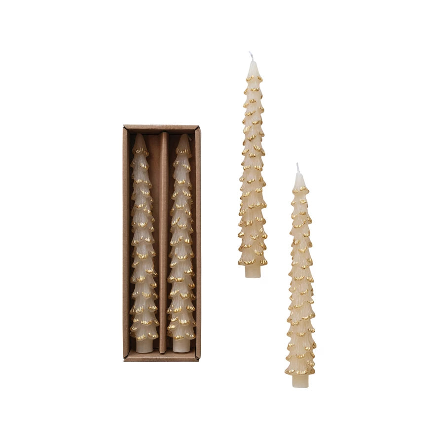 Cream and Gold Tree Candles