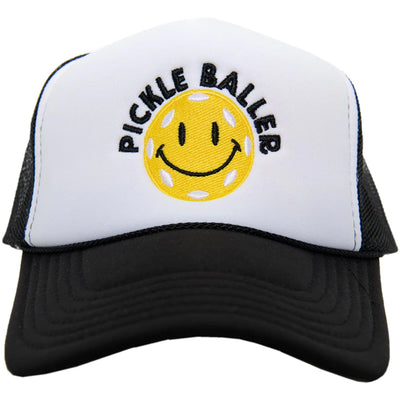 Pickle Baller Trucker Hat Black and White