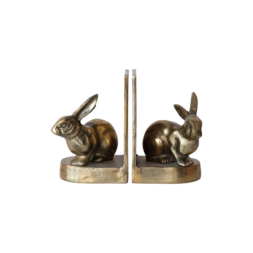Cast Aluminum Rabbit Bookends