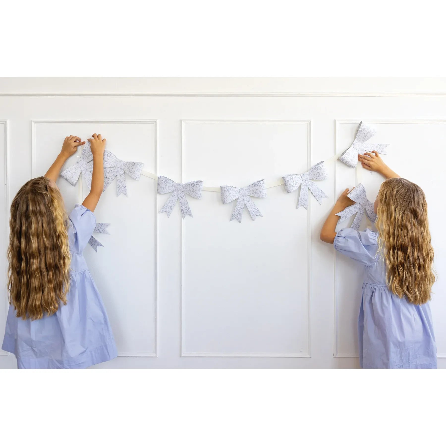 Blue Floral Bow Banner