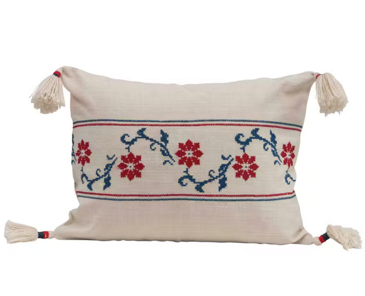 Floral Embroidered Pillow