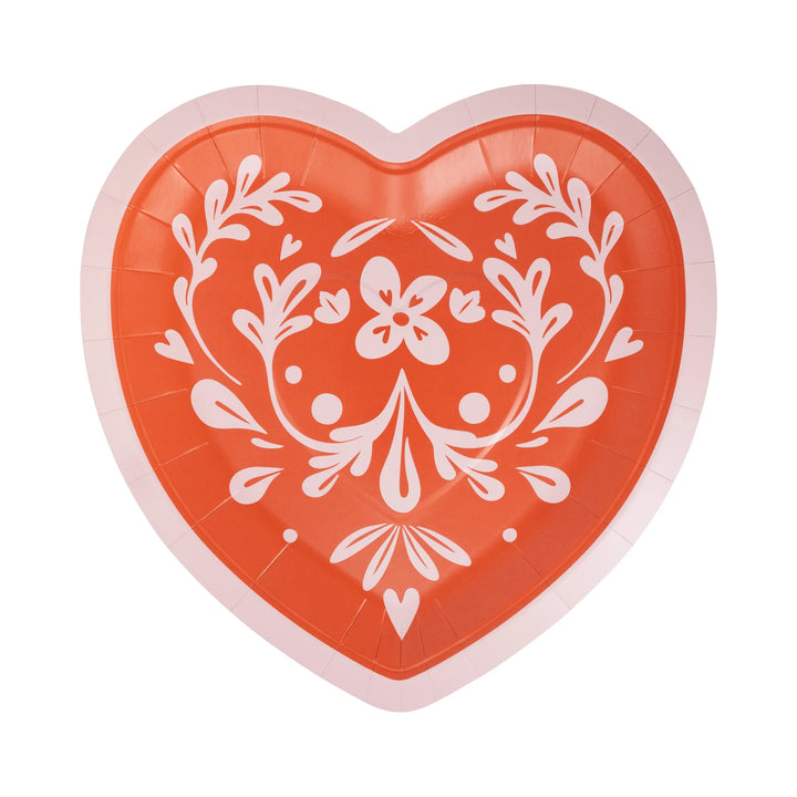 Folk Heart Shaped Plate