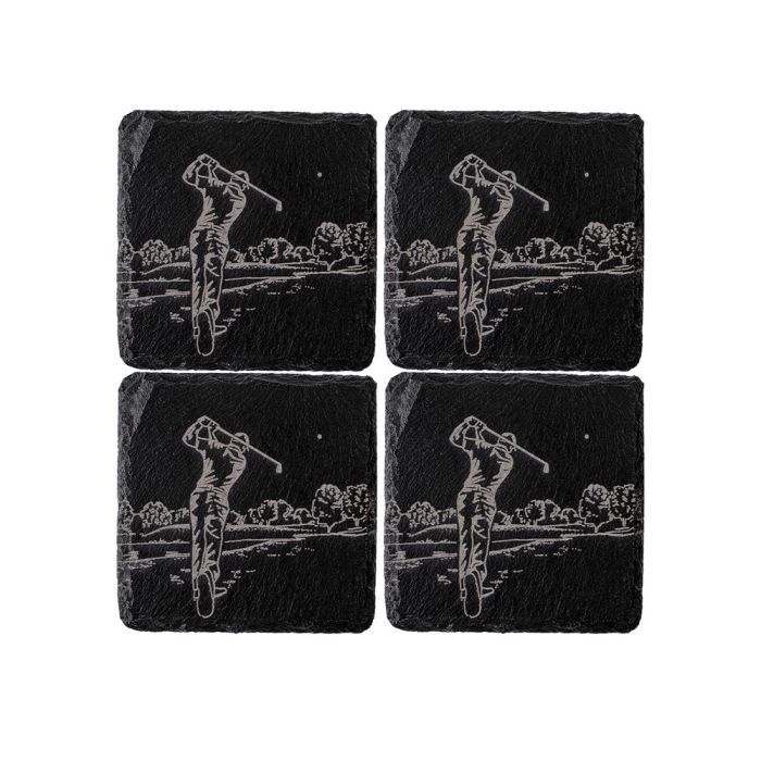 Slate Coaster Set - Golf