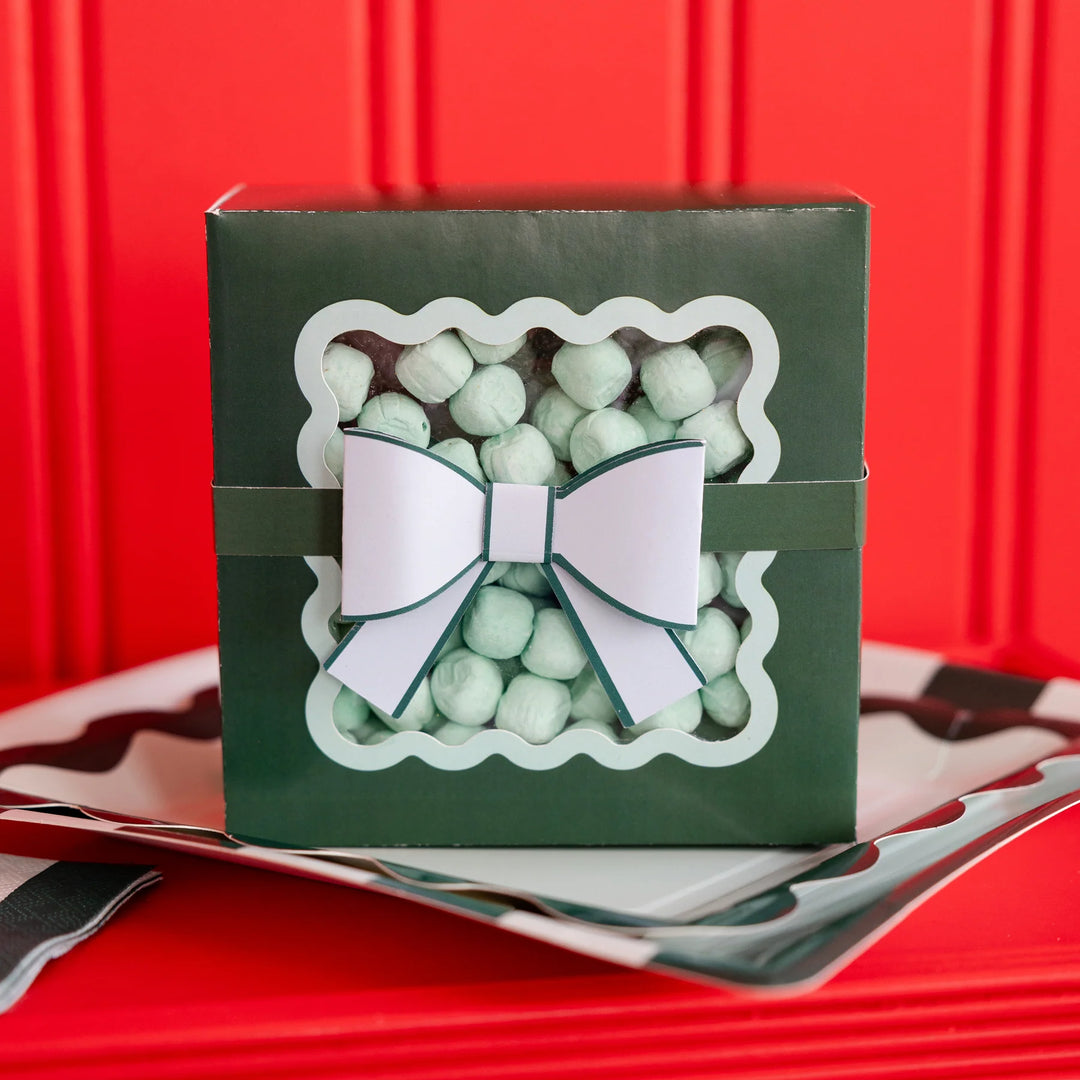 Green Bow Ric Rac Cookie Boxes