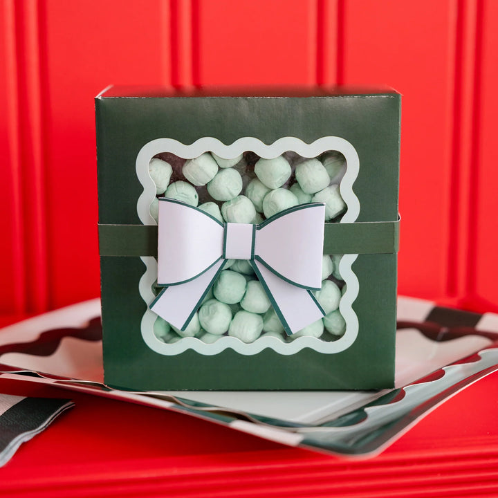 Green Bow Ric Rac Cookie Boxes