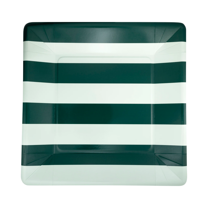 Green and Mint Striped Paper Plate