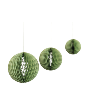 Green Paper Honeycomb Ornament Set