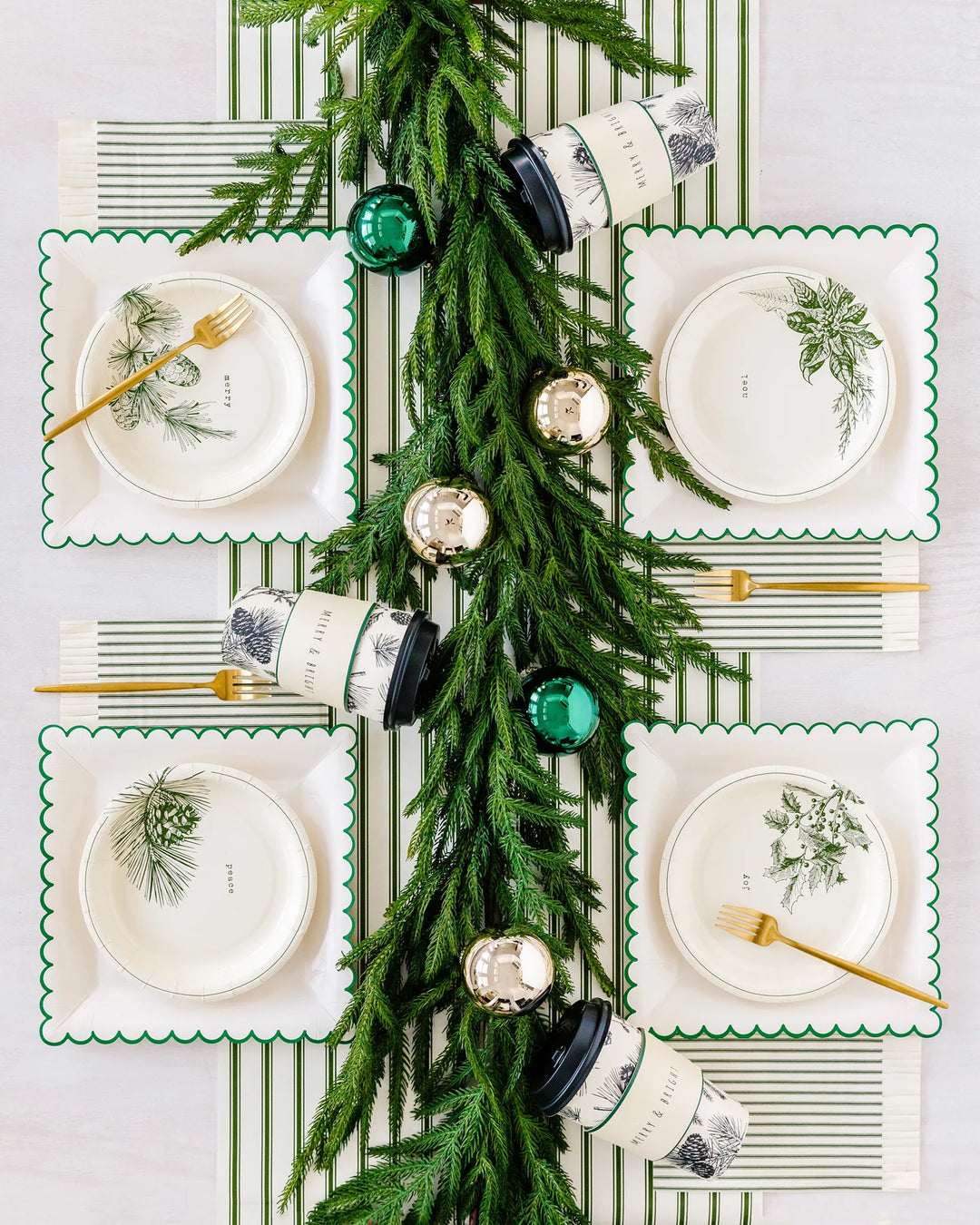 Green Ticking Table Runner