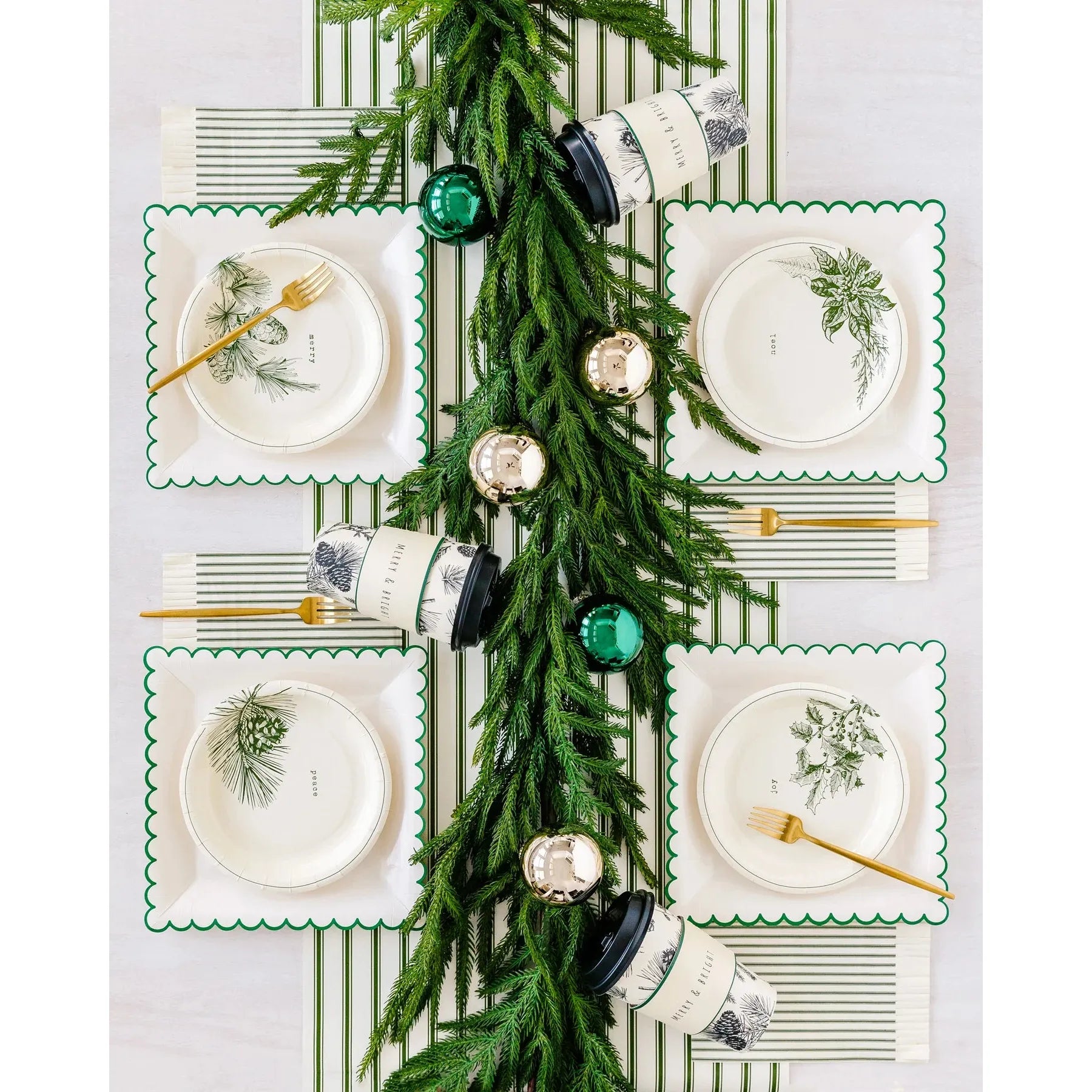 Green Ticking Table Runner