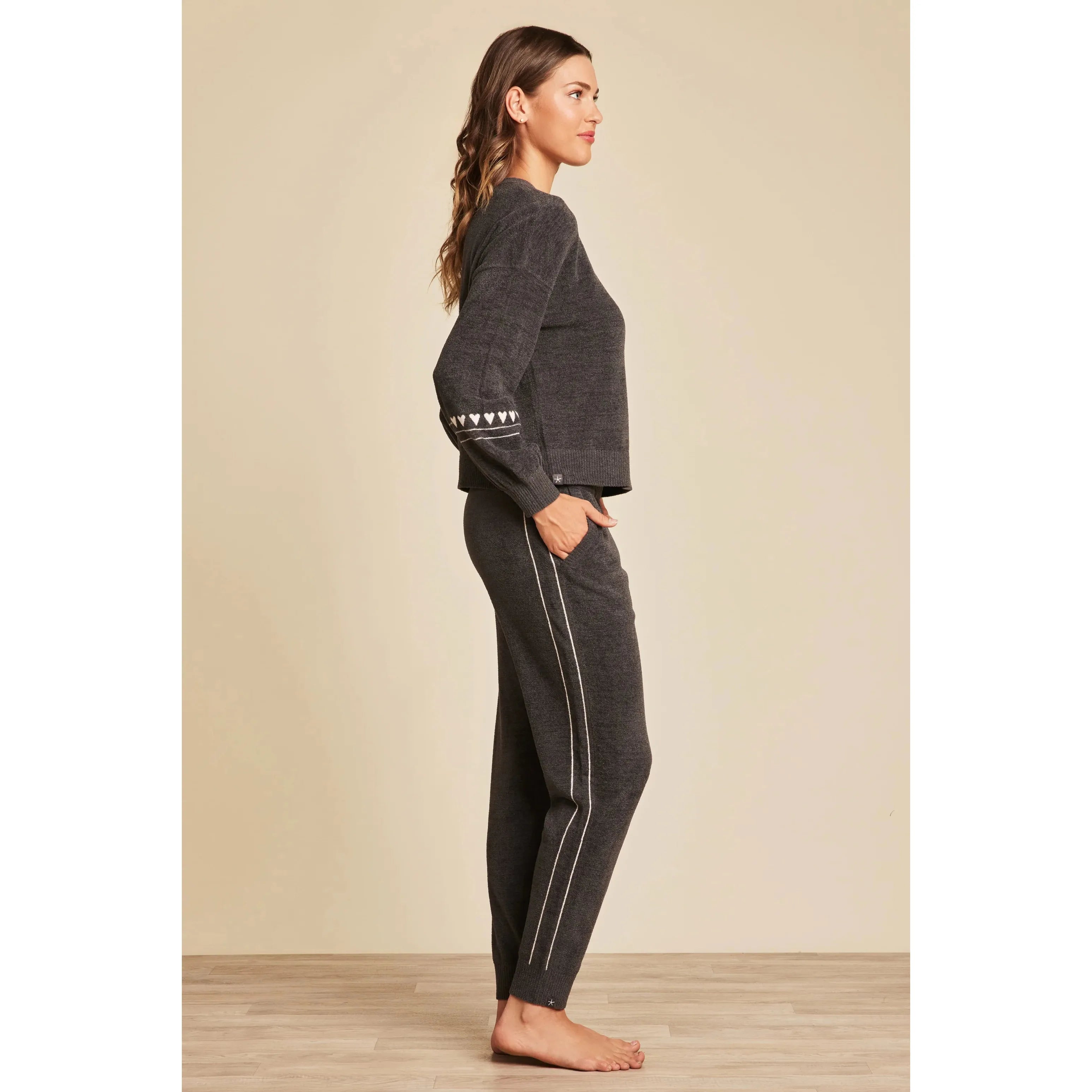 Grey Heartbeat Striped Pullover