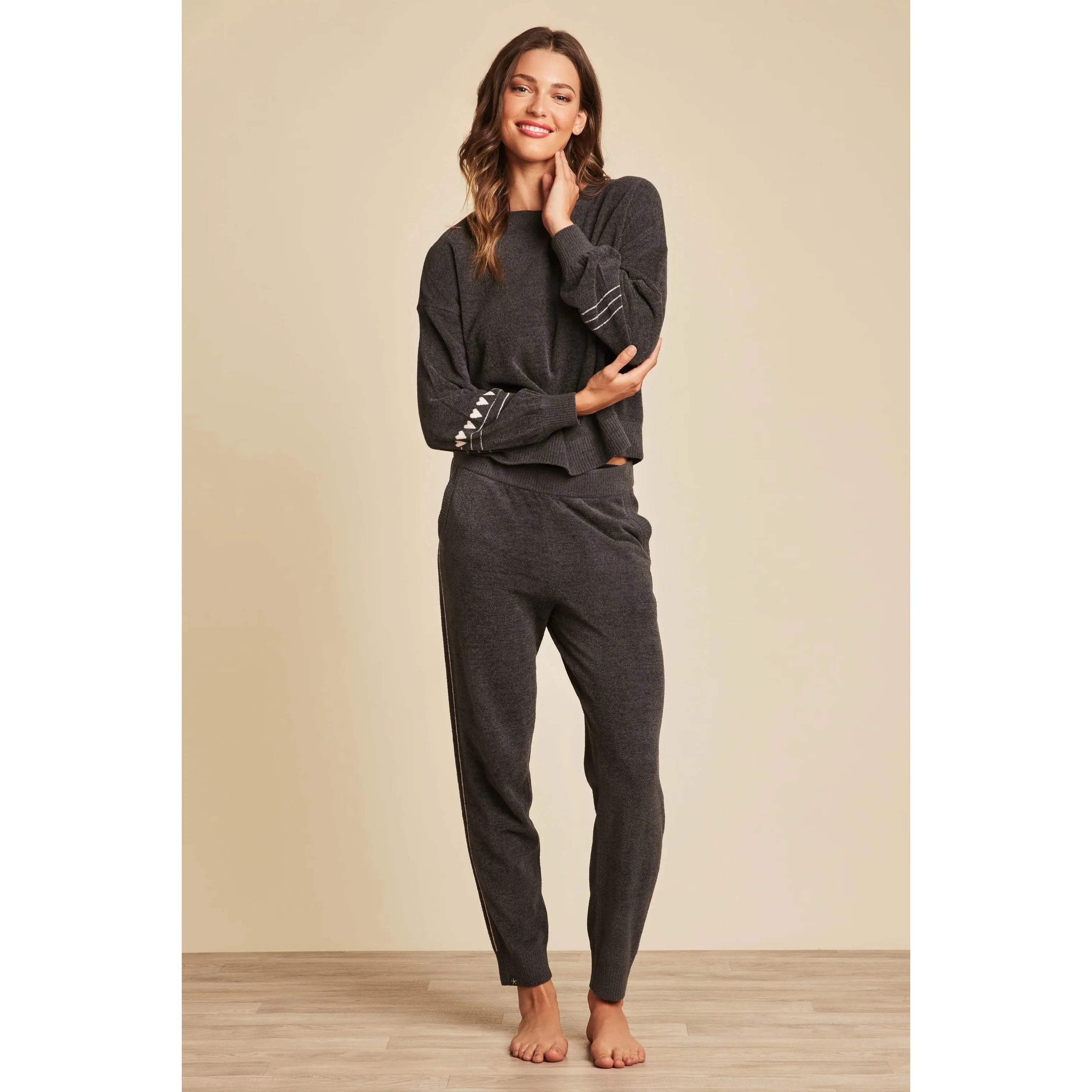 Grey Heartbeat Striped Pullover