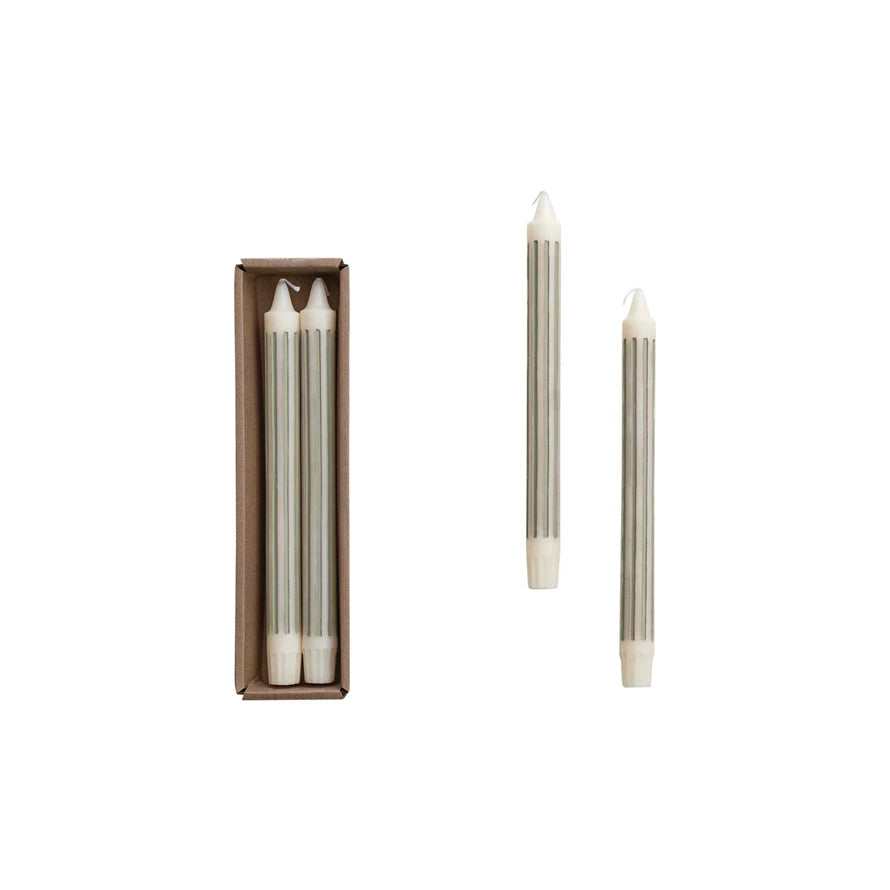 Grey Striped Taper Candles