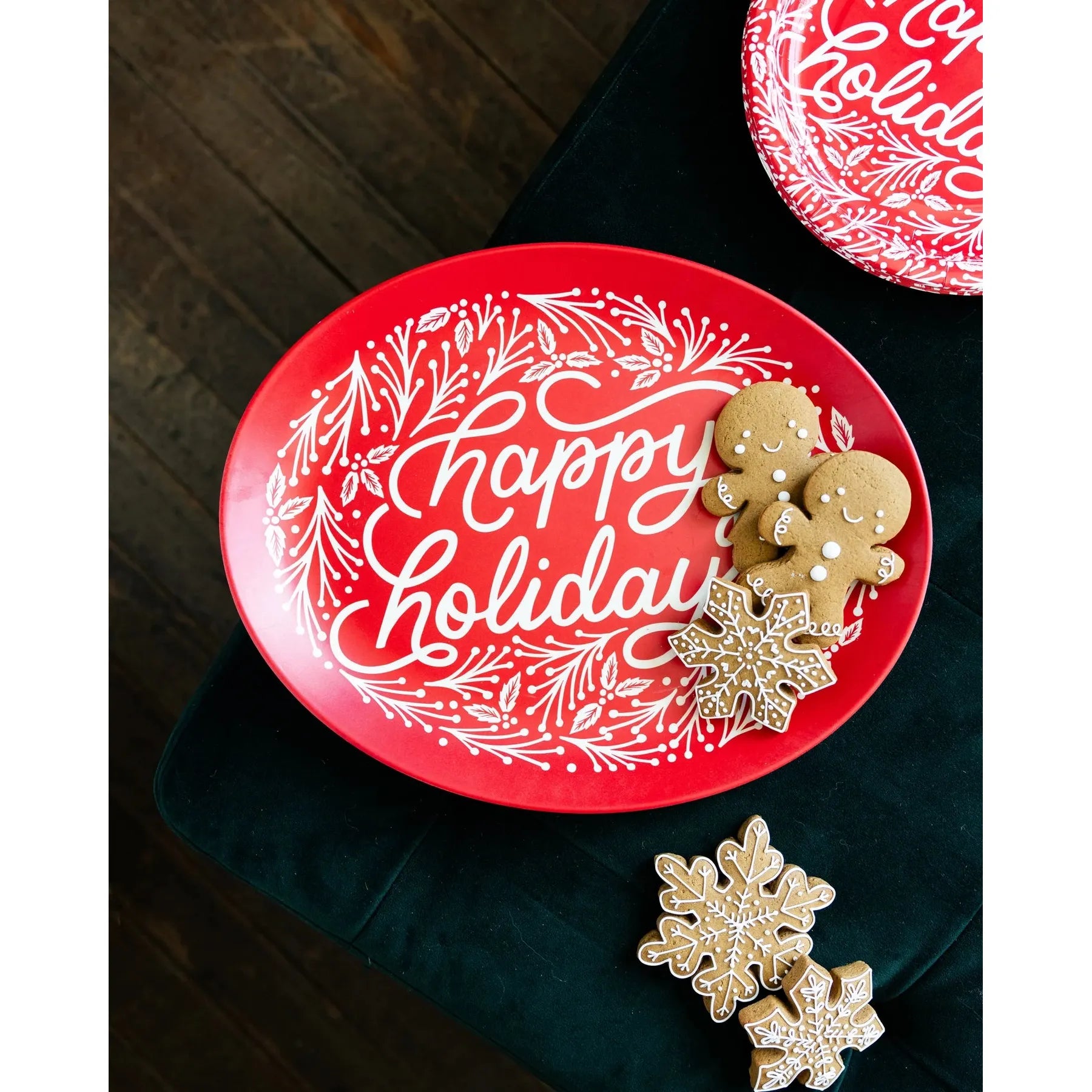 Happy Holidays Oval Bamboo Tray