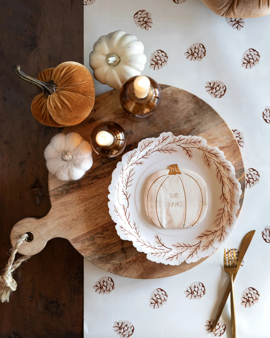 Harvest Pine Cone Paper Table Runner