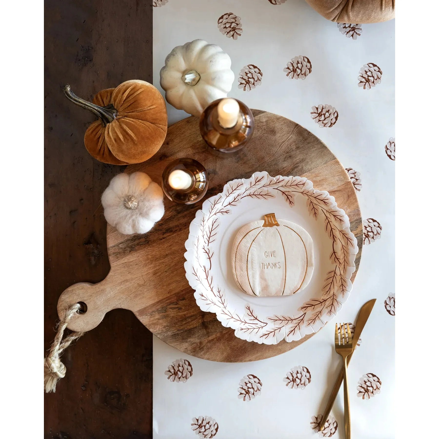 Harvest Pine Cone Paper Table Runner