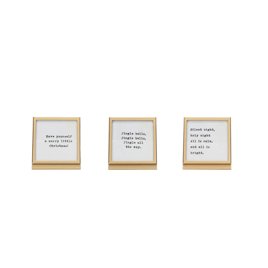 Holiday Gold Framed Saying - Small