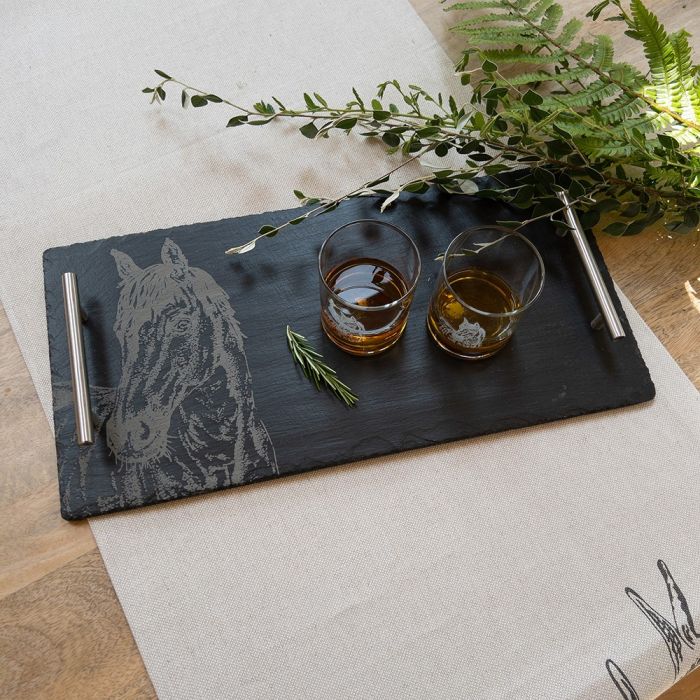 Large Slate Serving Tray - Horse