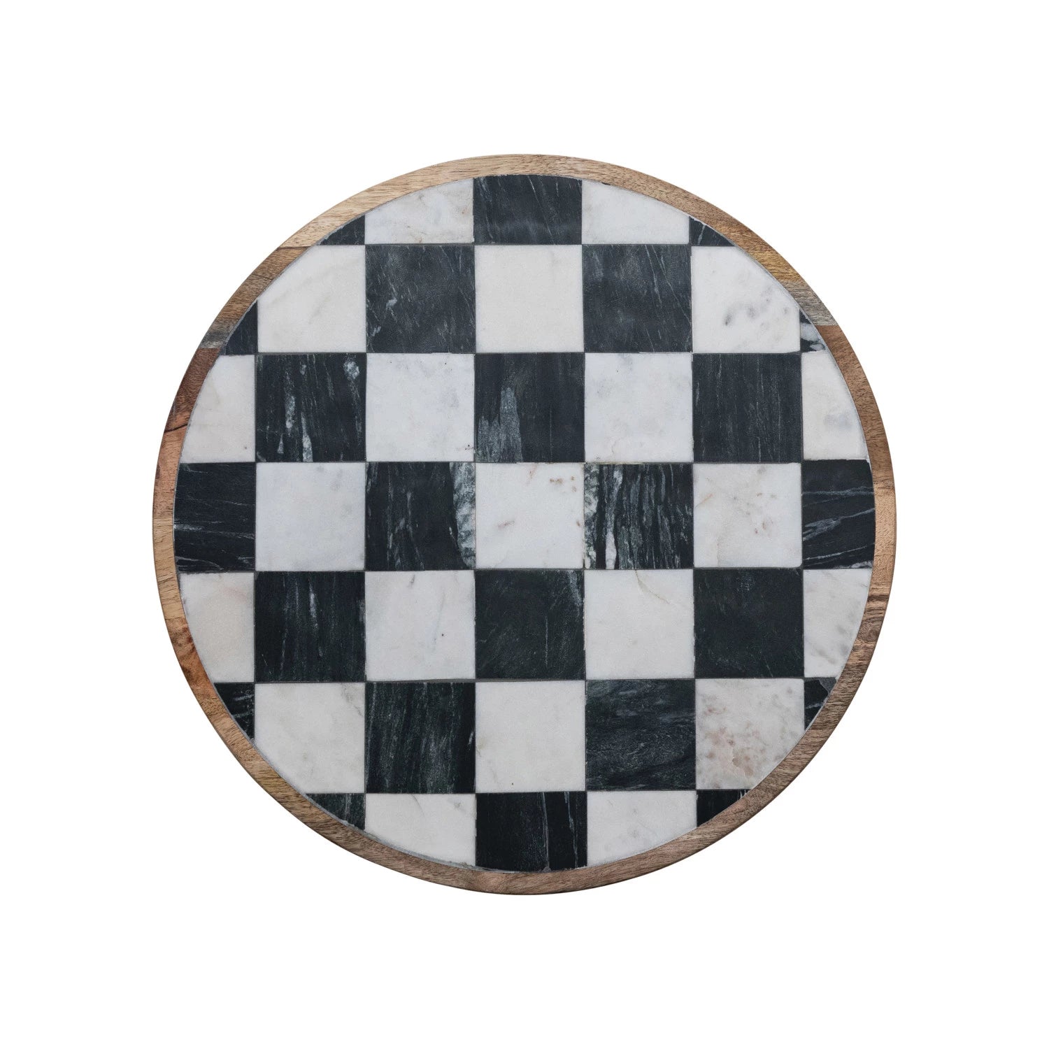 Wood & Marble Check Lazy Susan