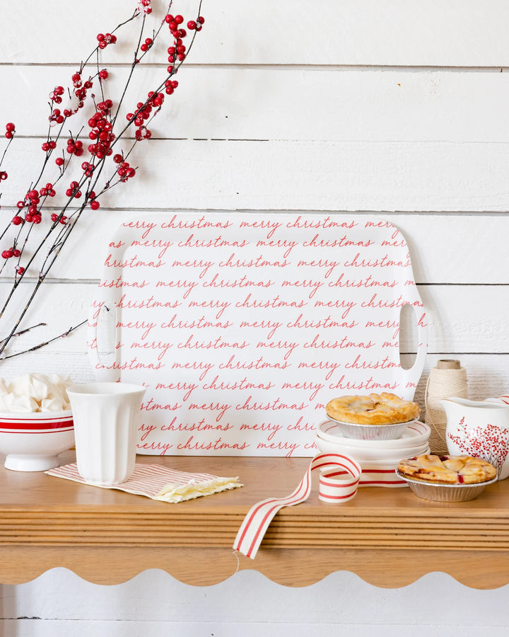 Merry Christmas Script Melamine Tray