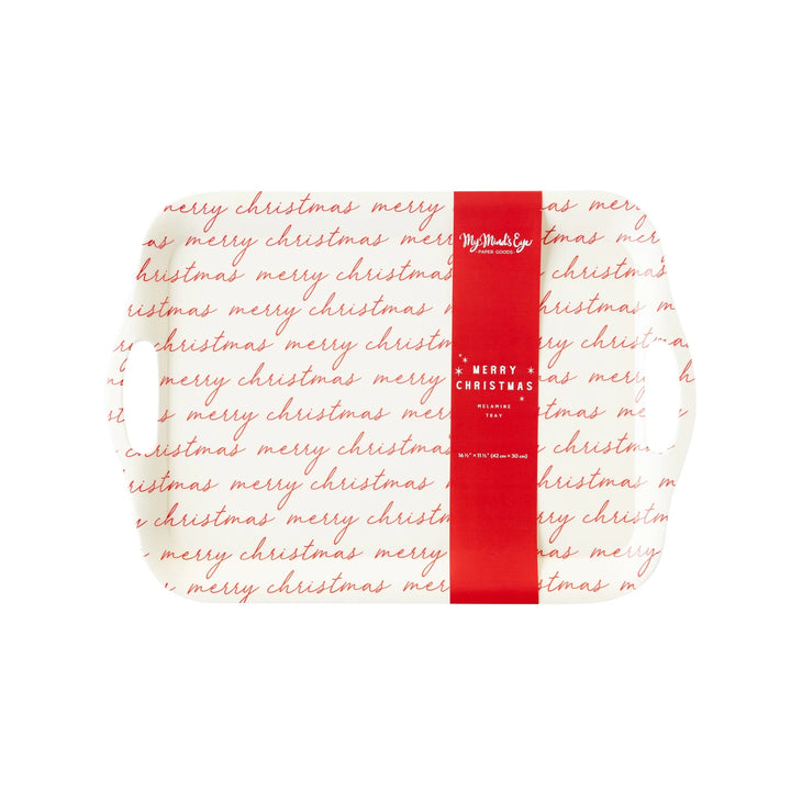 Merry Christmas Script Melamine Tray