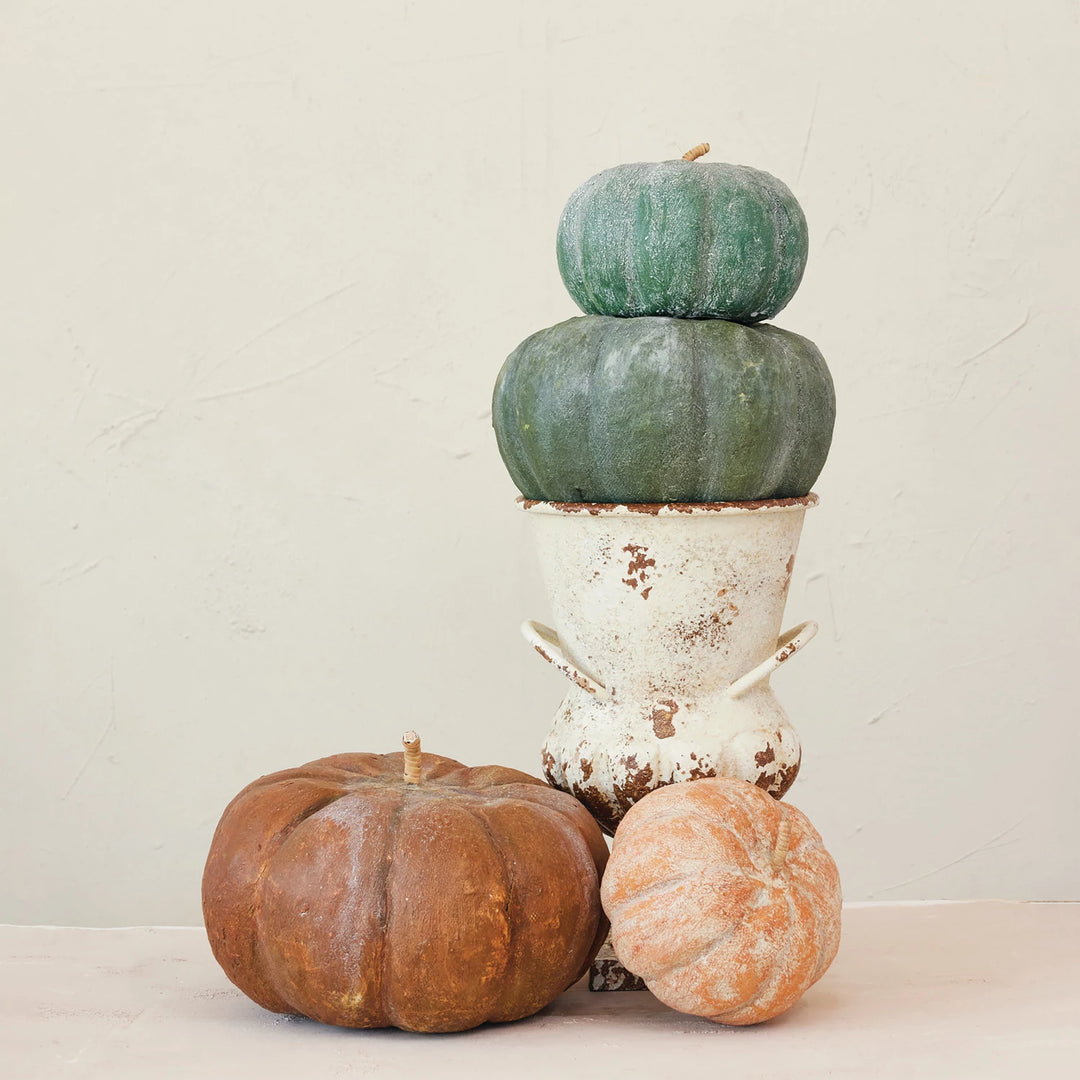 Metal & Paper Mache Green Pumpkin