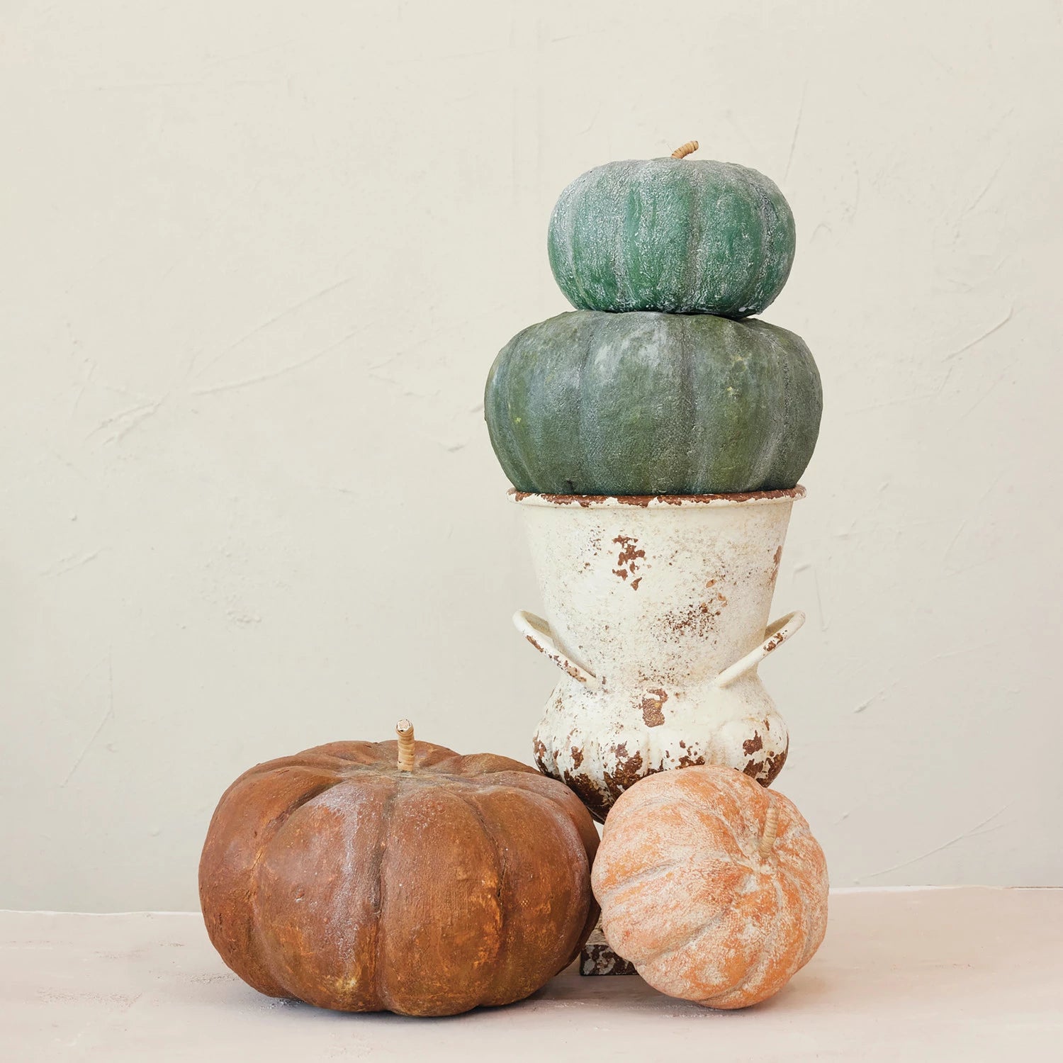 Metal & Paper Mache Green Pumpkin