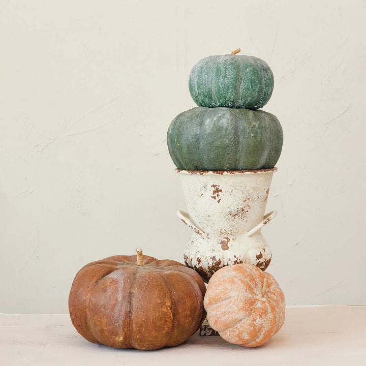 Metal & Paper Mache Green Pumpkin