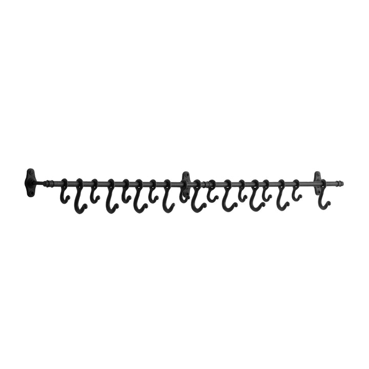 Forged Metal Wall Rod with Hooks