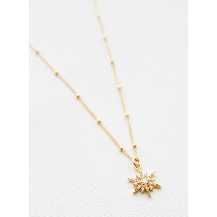 Opal Starburst Necklace Gold