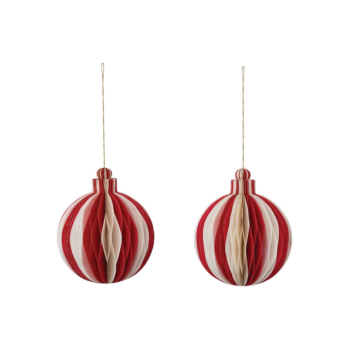 Round Red and White Paper Ornament