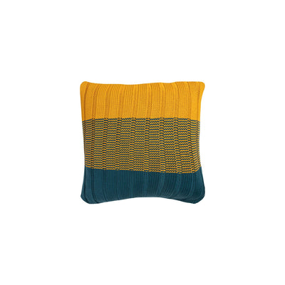 Blue and Yellow Knit Pillow Cover