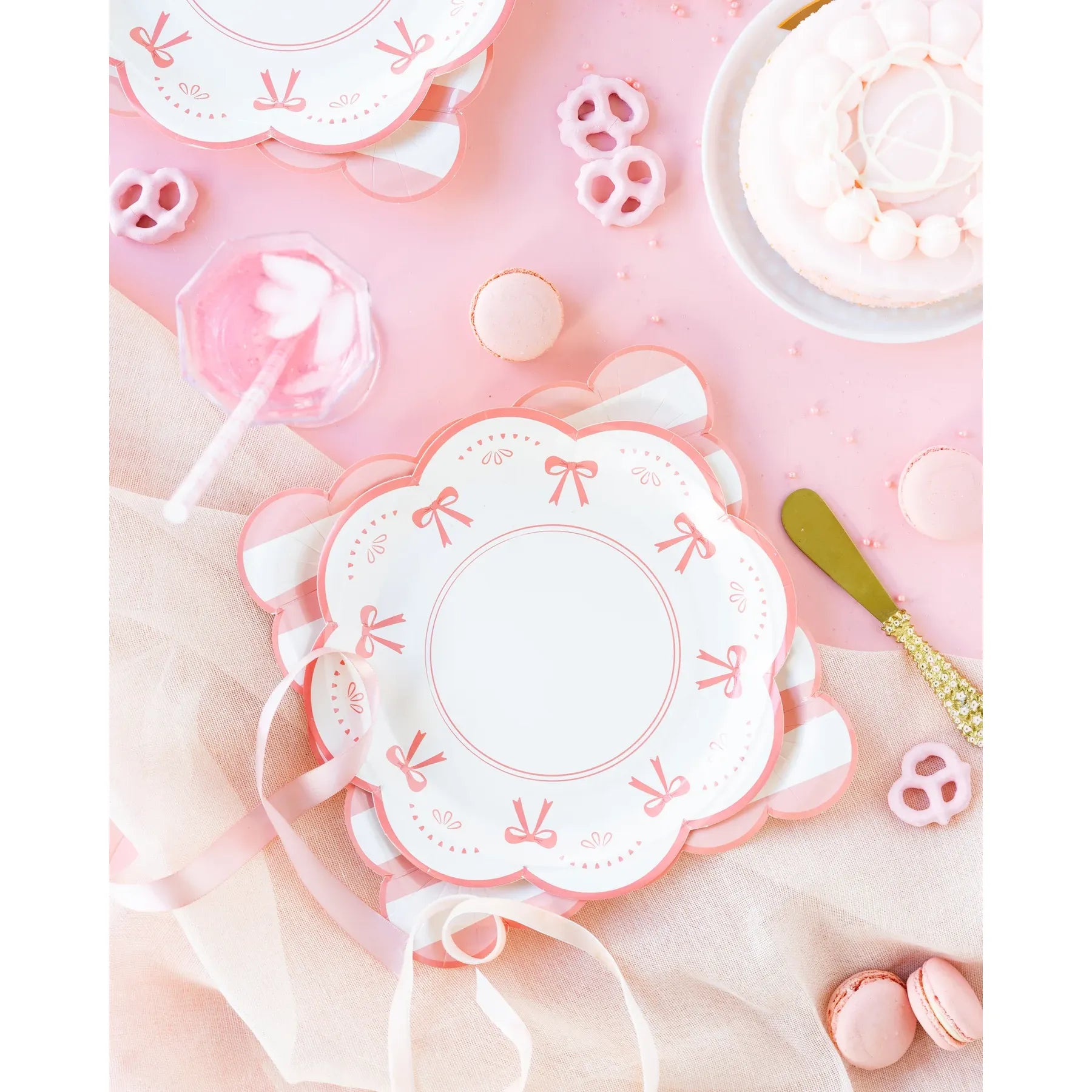 Pink Stripe Paper Plates