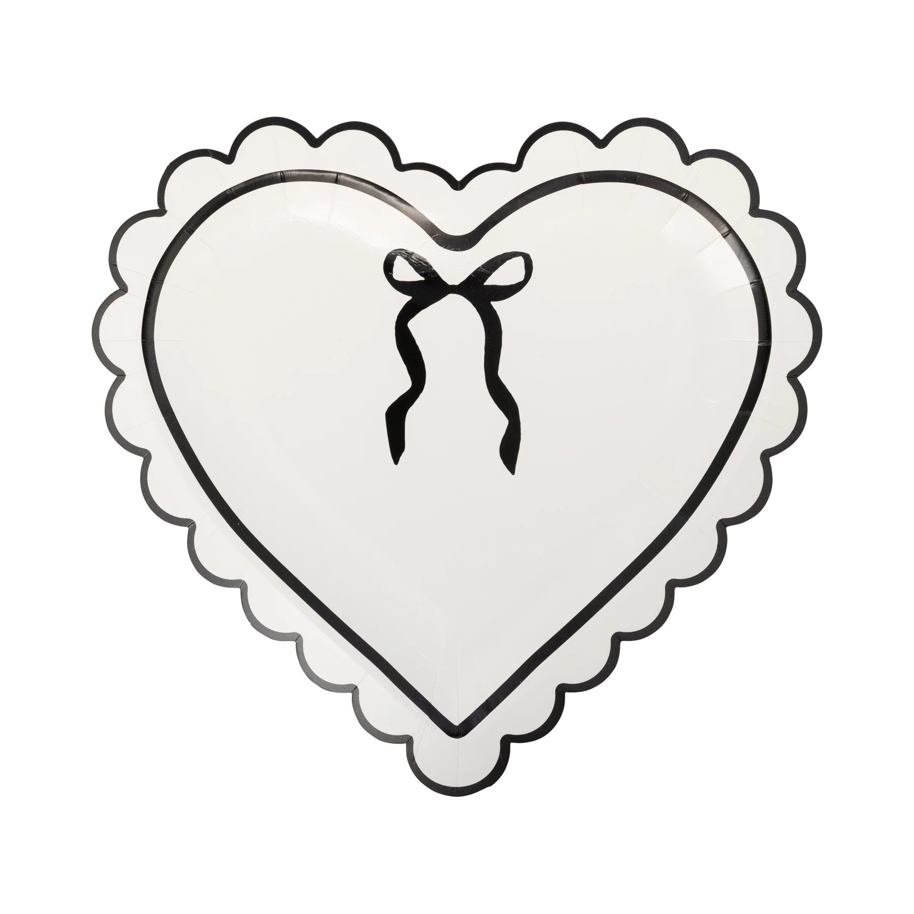 Cream and Black Scalloped Heart Shaped Plate