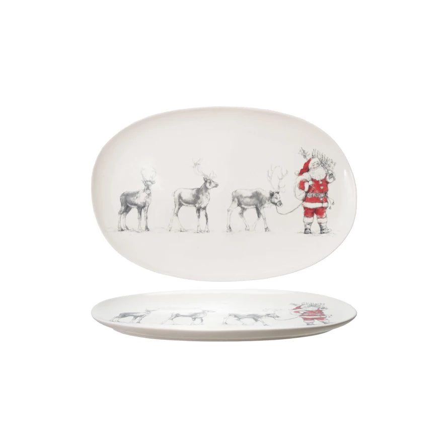 Santa and Reindeer Serving Platter