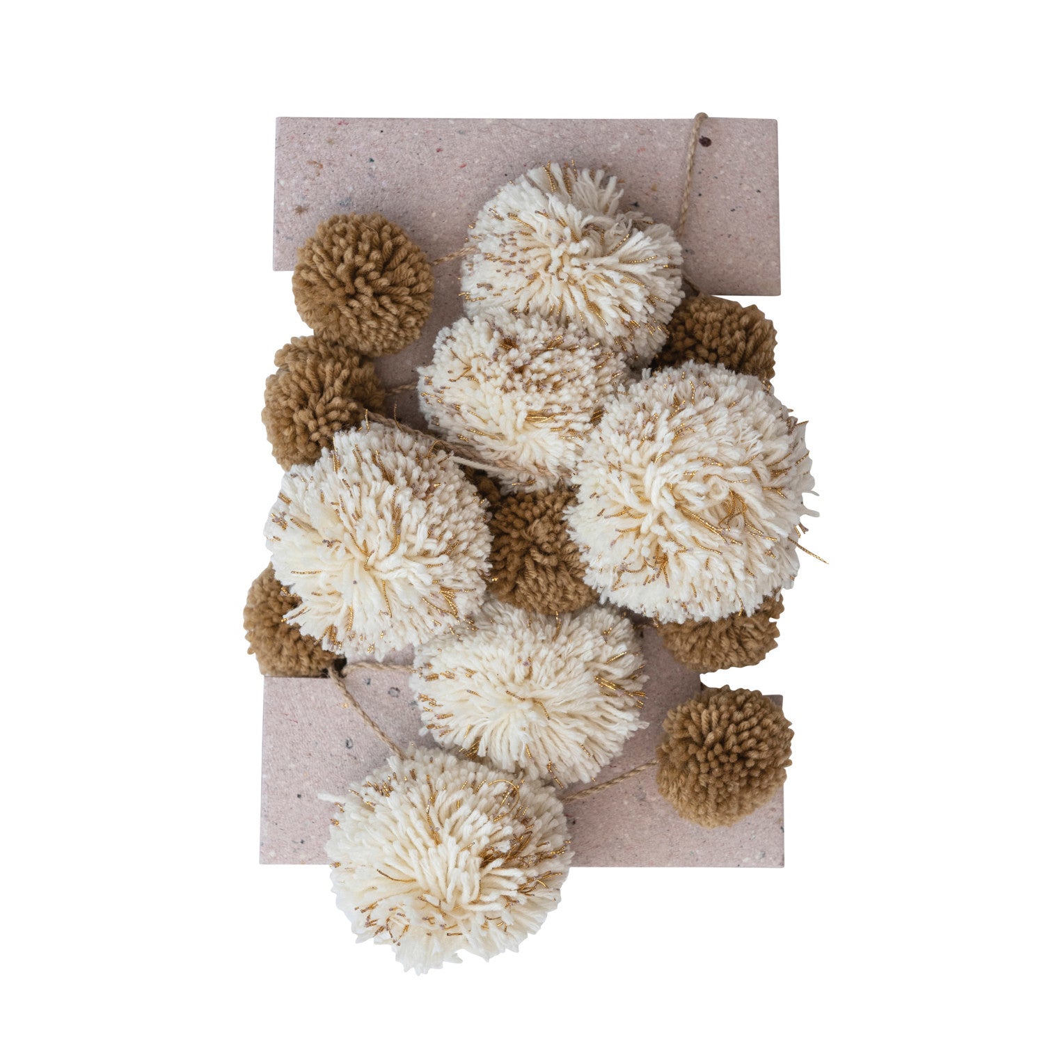 White and Tan Pom Pom Garland