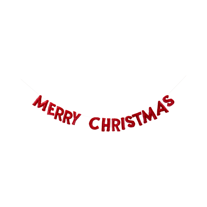 Puffy Red Velvet Merry Christmas Banner