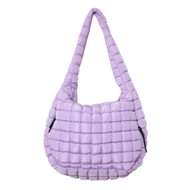 Quilted Hobo Tote Bag - Light Purple