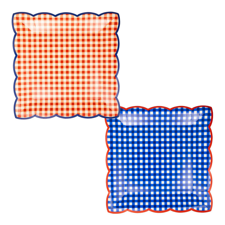 Red & Blue Gingham Paper Plates