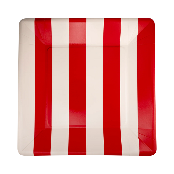 Red and Pink Striped Paper Plate