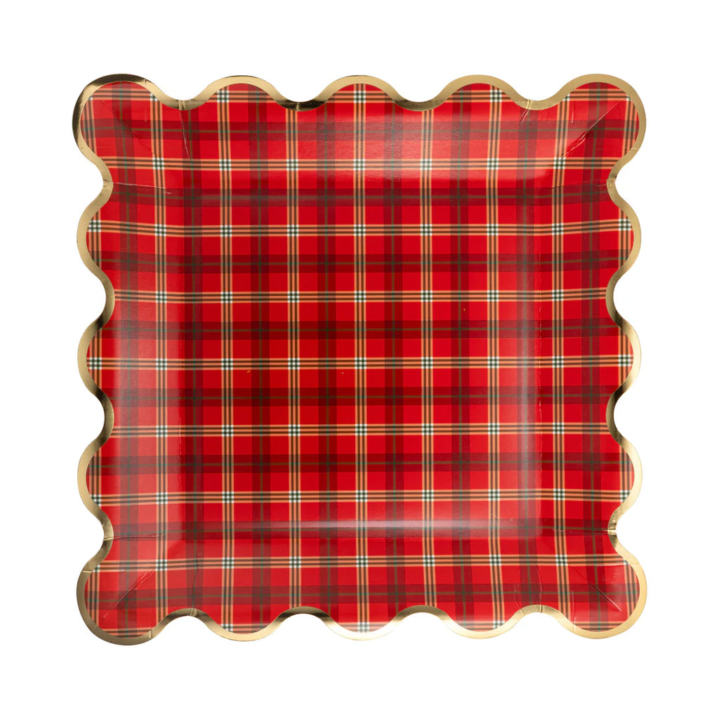 Red Square Scalloped Plate