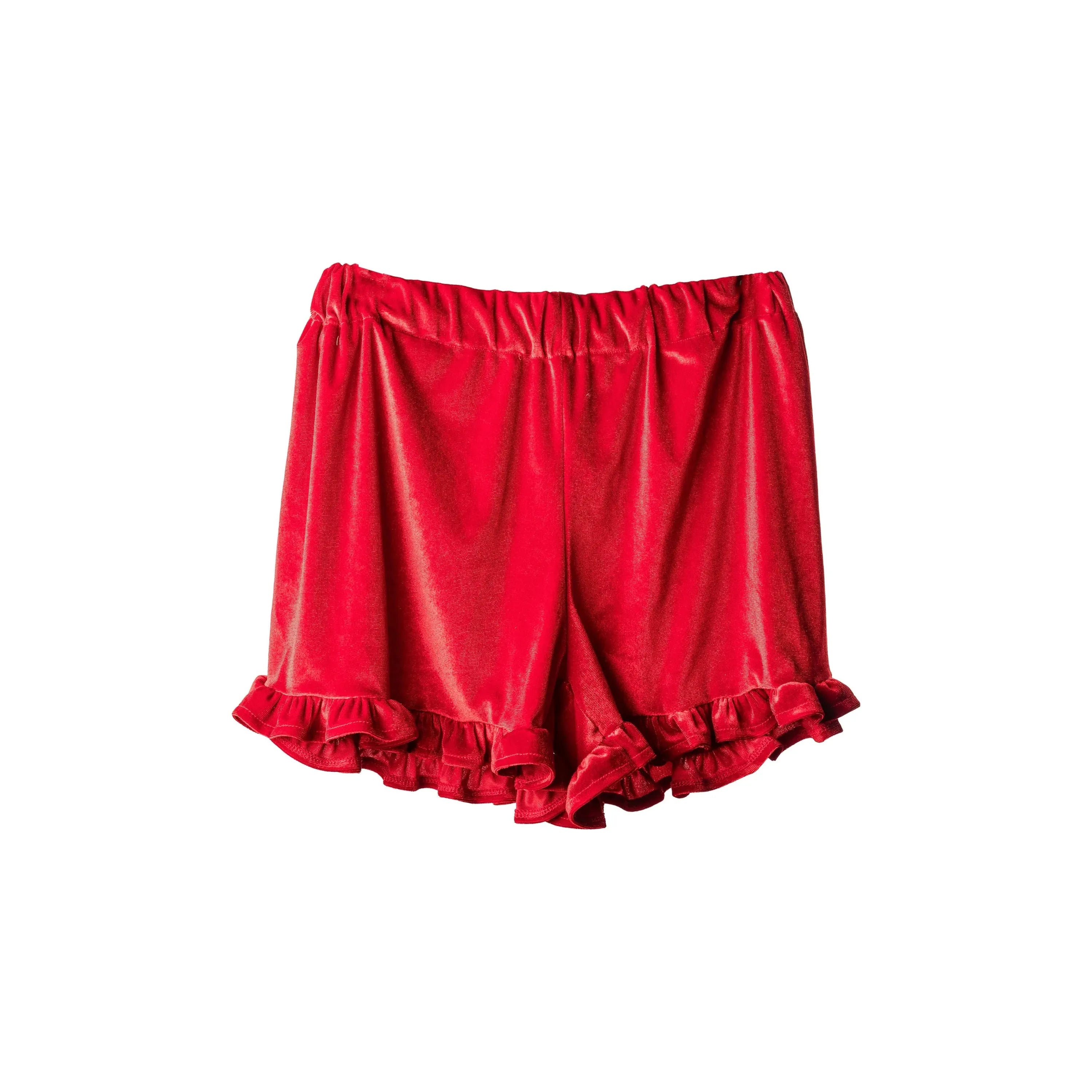 Chloe Velvet Ruffle Short - Red XS/S