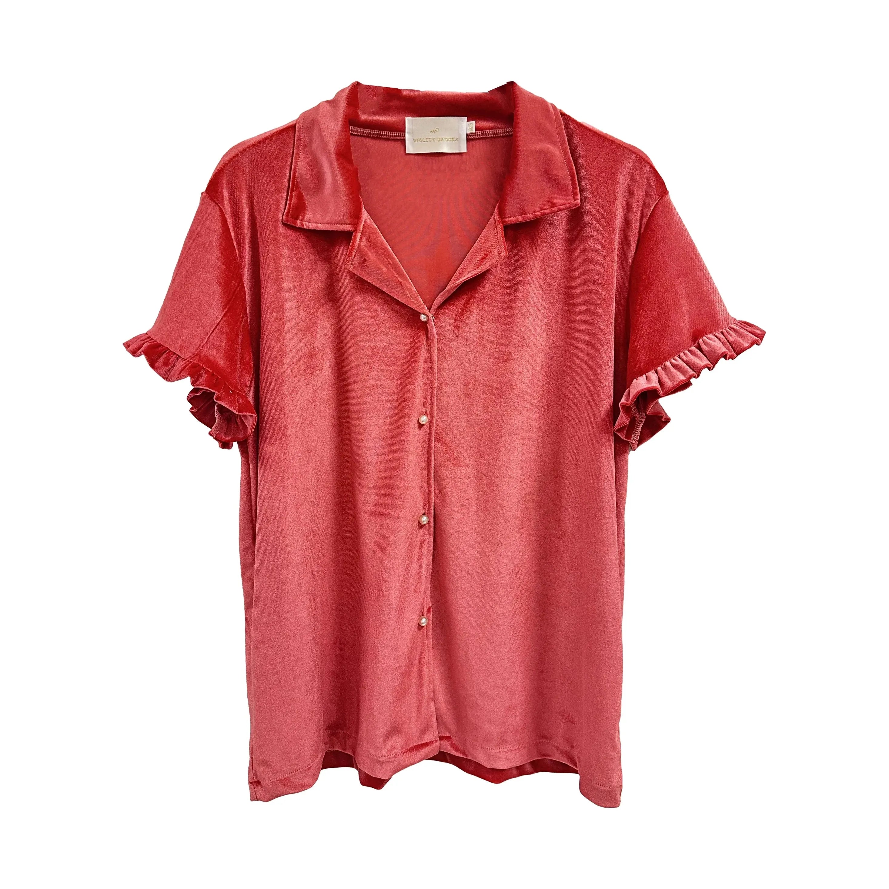 Chloe Velvet Short Sleeve Top XSS