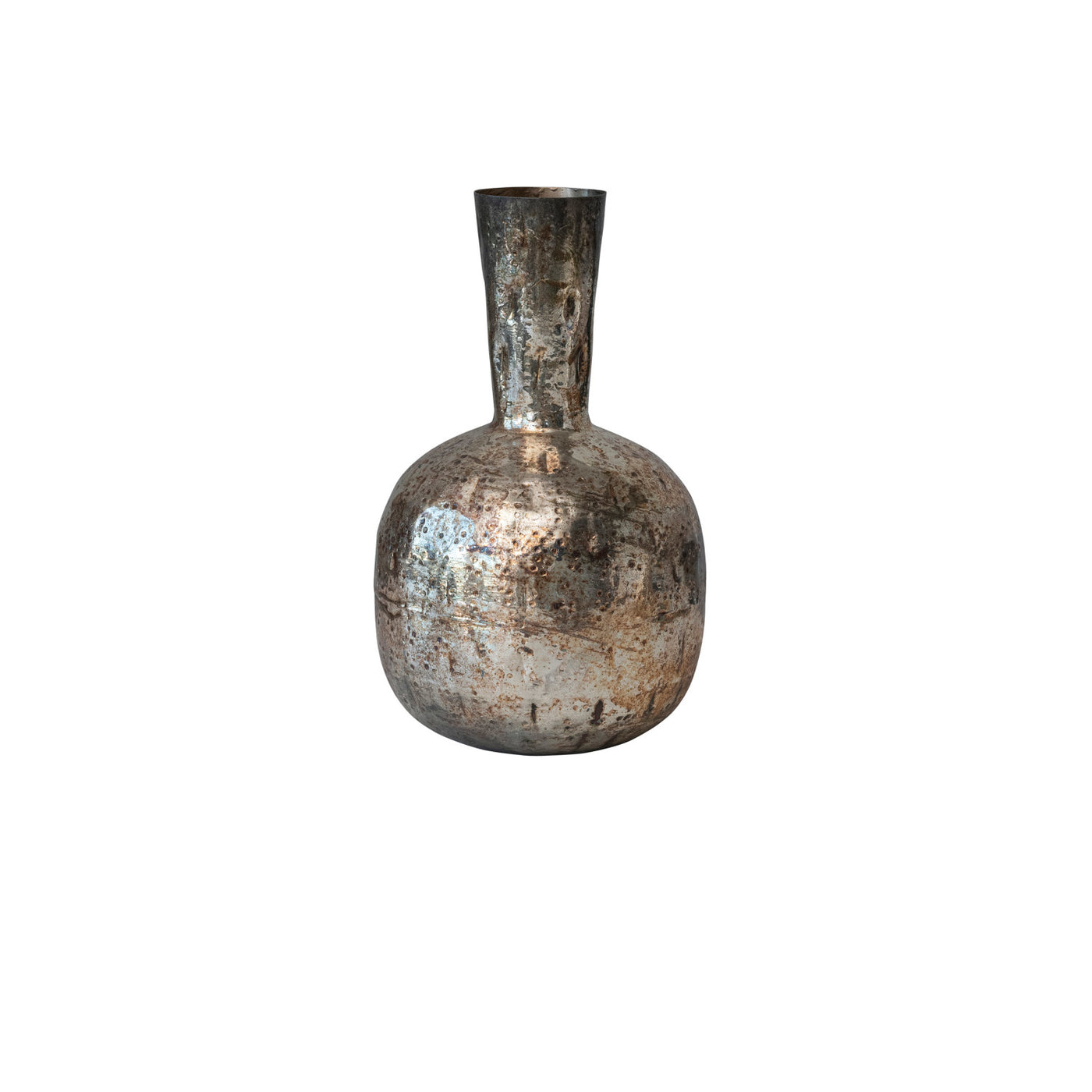 Round Rustic Metal Vase