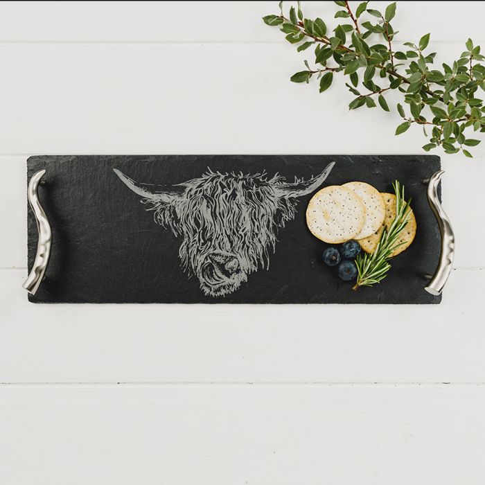 Small Slate Serving Tray - Highland Cow