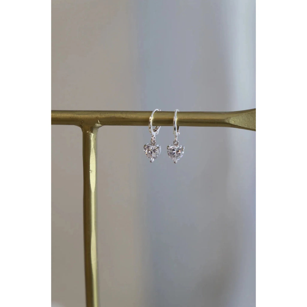 Silver CZ Heart Huggies